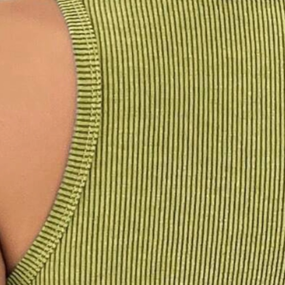 035 Lime Green Ribbed Crop Tank Top - Picture 2 of 3
